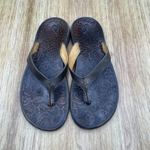 OluKai Black and Brown Sandals